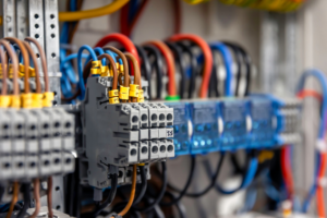 electrical-panel-with-fuses-contactors-closeup